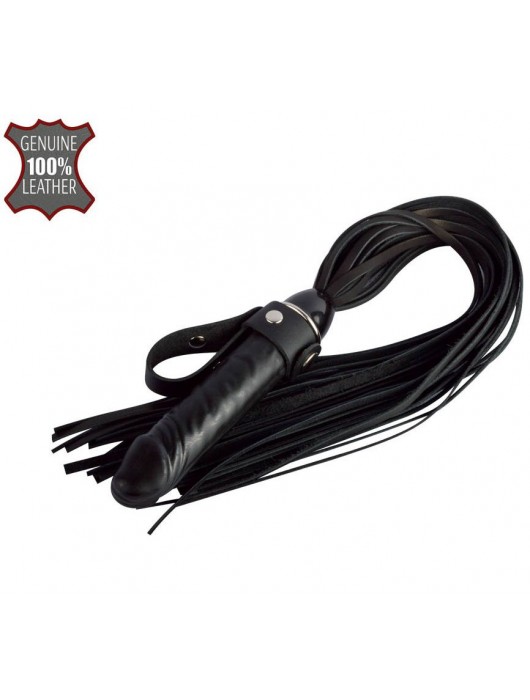 Черная плеть  Ковбой  с ручкой-фаллосом - 55 см. - Sitabella - купить с доставкой в Магнитогорске