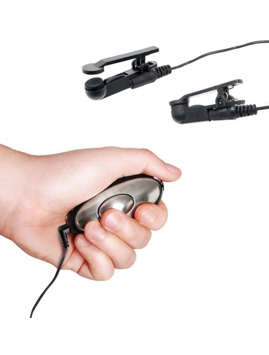 Черные электрические зажимы для сосков Shock Therapy Nipple Clamps - Pipedream - купить с доставкой в Магнитогорске