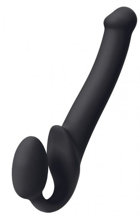 Черный безремневой страпон Silicone Bendable Strap-On M - Strap-on-me - купить с доставкой в Магнитогорске