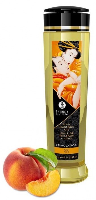 Массажное масло для тела с ароматом персика Stimulation - 240 мл. - Shunga - купить с доставкой в Магнитогорске