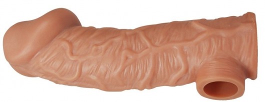 Телесная насадка на фаллос с отверстием для мошонки EXTREME SLEEVE - 17,6 см. - KOKOS - в Магнитогорске купить с доставкой