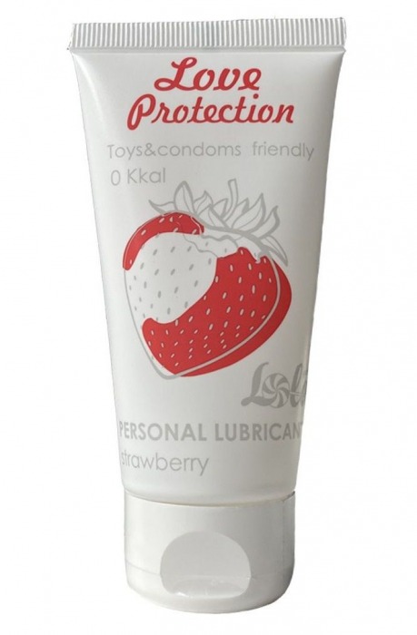 Лубрикант на водной основе с ароматом малины Love Protection Strawberry - 50 мл. - Lola Games - купить с доставкой в Магнитогорске