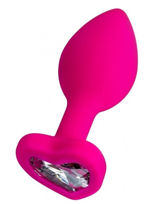 Розовая анальная втулка Diamond Heart с прозрачным кристаллом - 8 см. - ToyFa - купить с доставкой в Магнитогорске
