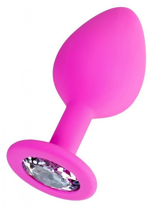 Розовая анальная втулка Brilliant с прозрачным кристаллом - 7 см. - ToyFa - купить с доставкой в Магнитогорске