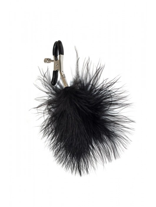 Зажимы на соски с черным пухом Euphoric - Lola Games - купить с доставкой в Магнитогорске