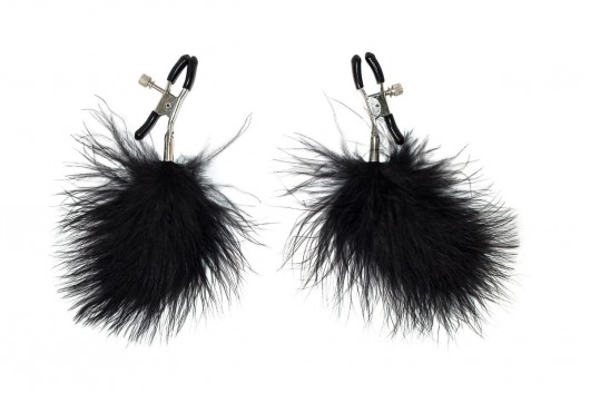 Зажимы на соски с черным пухом Euphoric - Lola Games - купить с доставкой в Магнитогорске