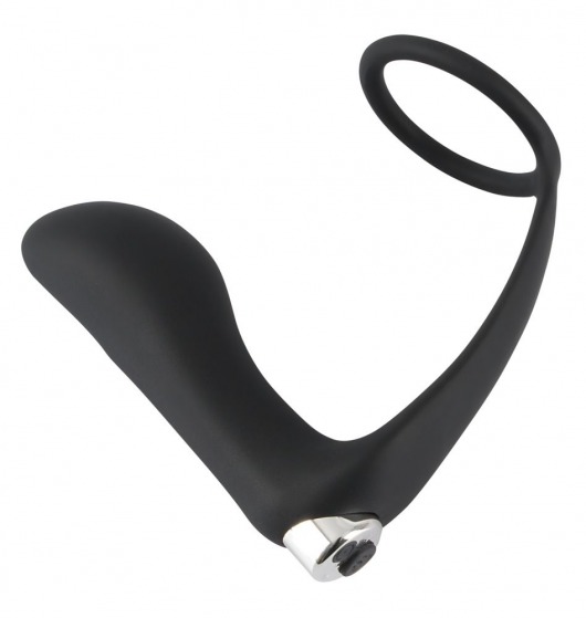 Черное эрекционное кольцо с анальной вибропробкой Vibrating Ring   Plug - Orion - в Магнитогорске купить с доставкой