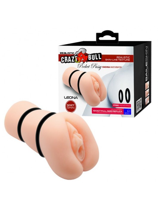 Телесный мастурбатор-вагина с тугими кольцами Leona - Baile - в Магнитогорске купить с доставкой