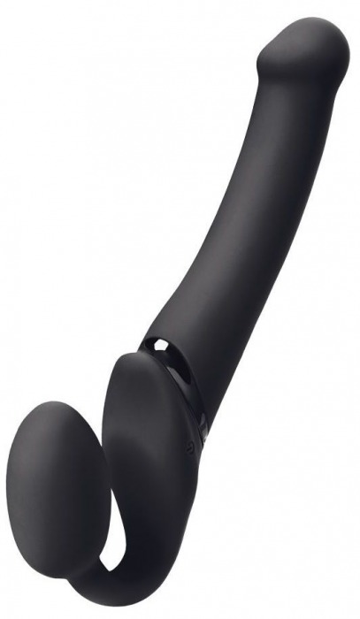 Черный безремневой вибрострапон Silicone Bendable Strap-On M - Strap-on-me - купить с доставкой в Магнитогорске