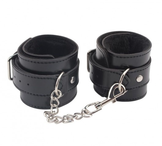 Черные оковы на ноги Obey Me Leather Ankle Cuffs - Chisa - купить с доставкой в Магнитогорске
