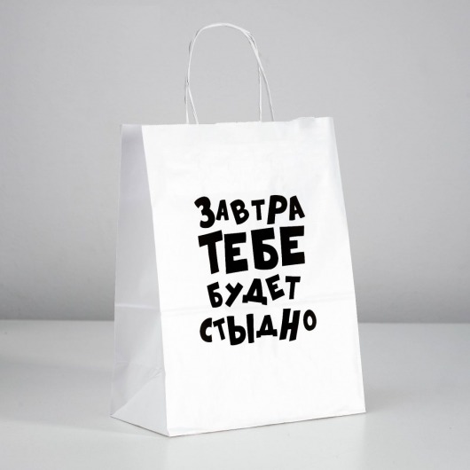 Подарочный пакет  Завтра тебе будет стыдно  - 30 х 24 см. - UPAK LAND - купить с доставкой в Магнитогорске