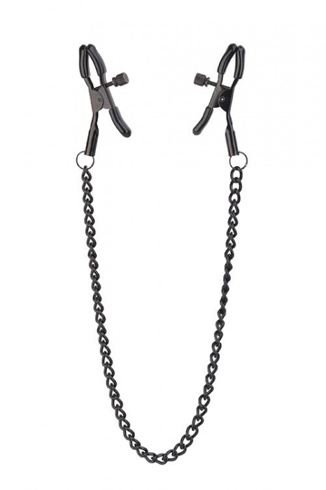 Черные зажимы на соски на цепочке BLAZE DELUXE NIPPLE CLAMPS - Dream Toys - купить с доставкой в Магнитогорске