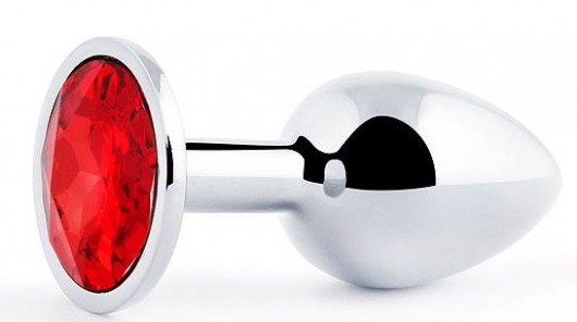 Серебристая анальная пробка с красным стразом - 7,2 см. - Anal Jewelry Plug - купить с доставкой в Магнитогорске