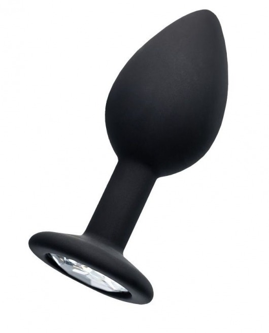 Черная анальная втулка с прозрачным стразом - 7,2 см. - POPO Pleasure - купить с доставкой в Магнитогорске