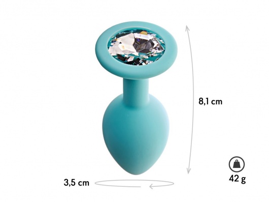 Аквамариновая анальная пробка с прозрачным кристаллом Gamma M - 8,1 см. - Le Frivole - купить с доставкой в Магнитогорске