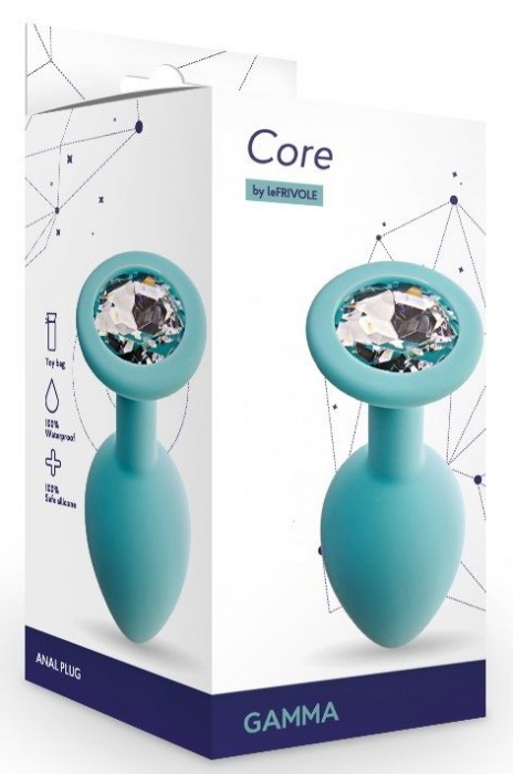 Аквамариновая анальная пробка с прозрачным кристаллом Gamma M - 8,1 см. - Le Frivole - купить с доставкой в Магнитогорске