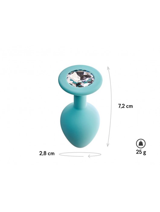 Аквамариновая анальная пробка с прозрачным кристаллом Gamma S - 7,2 см. - Le Frivole - купить с доставкой в Магнитогорске