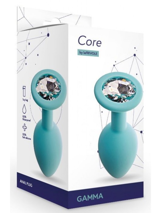 Аквамариновая анальная пробка с прозрачным кристаллом Gamma S - 7,2 см. - Le Frivole - купить с доставкой в Магнитогорске