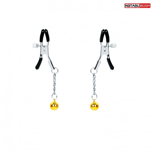 Оригинальные зажимы на соски с желтыми шариками - Notabu - купить с доставкой в Магнитогорске