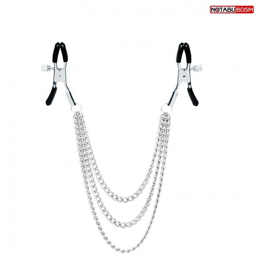 Оригинальные зажимы на соски с тройной цепочкой - Notabu - купить с доставкой в Магнитогорске