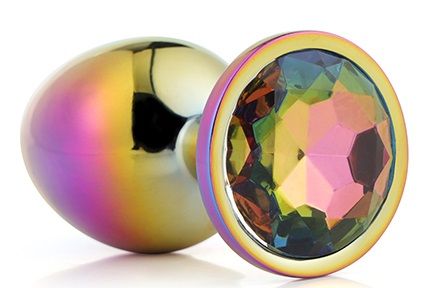 Голографическая анальная втулка с радужным кристаллом - 7,1 см. - Dream Toys - купить с доставкой в Магнитогорске