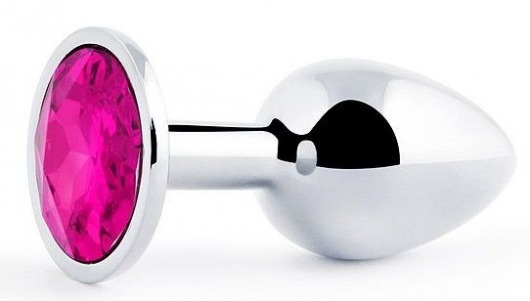 Серебристая анальная пробка с малиновым кристаллом - 7,2 см. - Anal Jewelry Plug - купить с доставкой в Магнитогорске