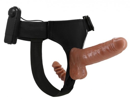 Страпон с вагинальной пробкой и вибрацией Ultra Passionate Harness - 16 см. - Baile - купить с доставкой в Магнитогорске