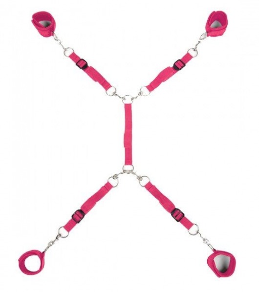 Ярко-розовый набор фиксаций на кровати Classic Bed Spreader - Lux Fetish - купить с доставкой в Магнитогорске