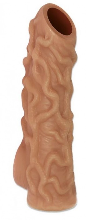 Телесная насадка с венками и открытой головкой Nude Sleeve S - 10 см. - KOKOS - в Магнитогорске купить с доставкой