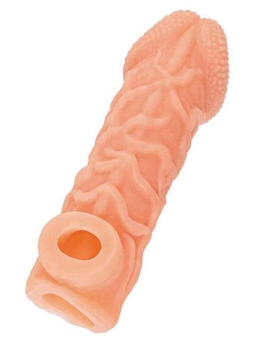 Телесная закрытая насадка с венками Cock Sleeve Size L - 17,6 см. - KOKOS - в Магнитогорске купить с доставкой
