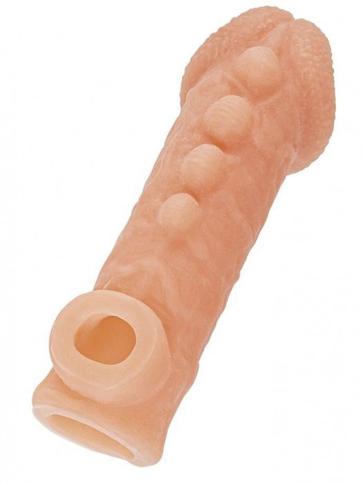 Телесная закрытая насадка с шишечками Cock Sleeve Size L - 17,6 см. - KOKOS - в Магнитогорске купить с доставкой
