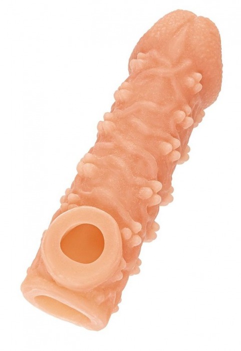 Телесная закрытая насадка с пучками шишечек Cock Sleeve Size L - 17,6 см. - KOKOS - в Магнитогорске купить с доставкой