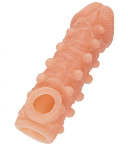 Телесная закрытая насадка с шариками Cock Sleeve Size L - 17,6 см. - KOKOS - в Магнитогорске купить с доставкой