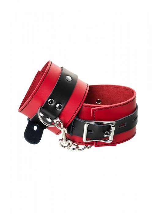 Красно-черные оковы на ноги из кожи - ToyFa - купить с доставкой в Магнитогорске