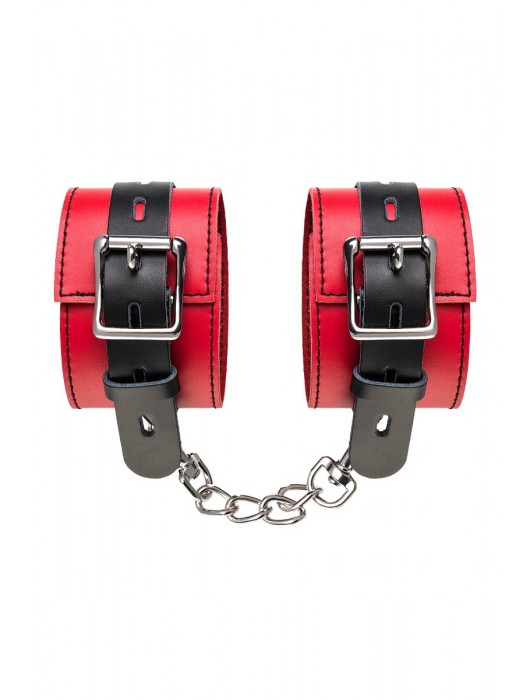 Красно-черные оковы на ноги из кожи - ToyFa - купить с доставкой в Магнитогорске