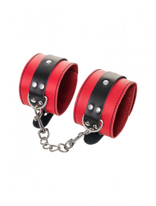 Красно-черные оковы на ноги из кожи - ToyFa - купить с доставкой в Магнитогорске