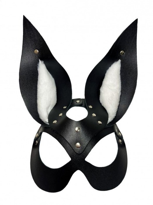 Черная маска зайки с белым мехом на ушках Miss Bunny - БДСМ Арсенал - купить с доставкой в Магнитогорске