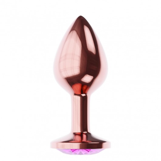 Пробка цвета розового золота с лиловым кристаллом Diamond Quartz Shine L - 8,3 см. - Lola Games - купить с доставкой в Магнитогорске