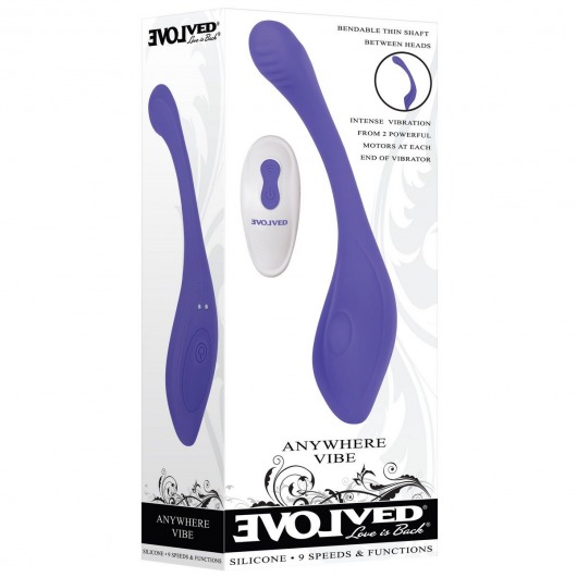 Фиолетовый гибкий вибростимулятор с пультом ДУ Anywhere Vibe - Evolved
