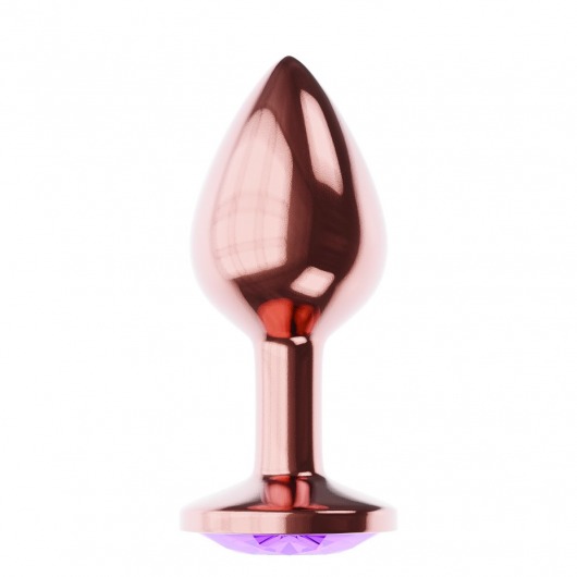 Пробка цвета розового золота с фиолетовым кристаллом Diamond Amethyst Shine L - 8,3 см. - Lola Games - купить с доставкой в Магнитогорске