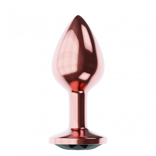 Пробка цвета розового золота с черным кристаллом Diamond Jet Shine L - 8,3 см. - Lola Games - купить с доставкой в Магнитогорске