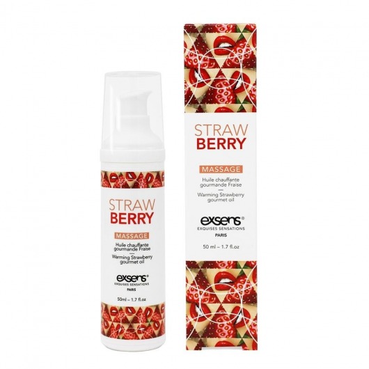 Разогревающее массажное масло  с ароматом клубники Gourmet Strawberry - 50 мл. - Exsens - купить с доставкой в Магнитогорске