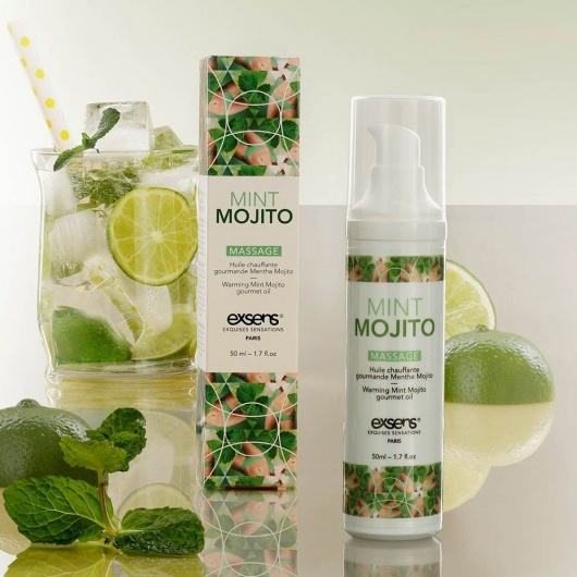 Разогревающее массажное масло с ароматом мохито Gourmet Mint Mojito - 50 мл. - Exsens - купить с доставкой в Магнитогорске