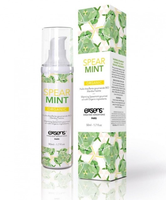 Разогревающее массажное масло Gourmet Spearmint Organic с органическими ингредиентами - 50 мл. - Exsens - купить с доставкой в Магнитогорске