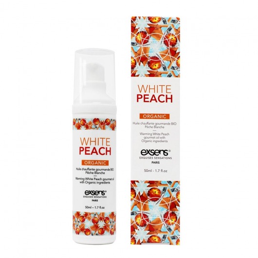 Разогревающее массажное масло Gourmet White Peach Organic с органическими ингредиентами - 50 мл. - Exsens - купить с доставкой в Магнитогорске