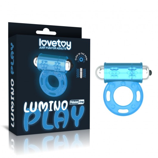 Голубое, светящееся в темноте эрекционное виброкольцо Lumino Play Vibrating Penis Ring - Lovetoy - в Магнитогорске купить с доставкой