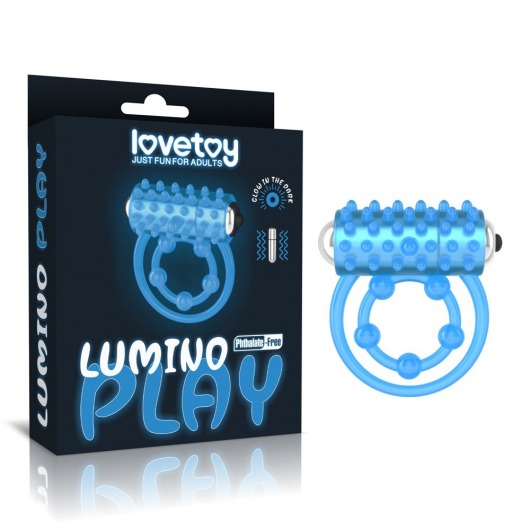 Голубое, светящееся в темноте виброкольцо Lumino Play Vibrating Penis Ring - Lovetoy - в Магнитогорске купить с доставкой