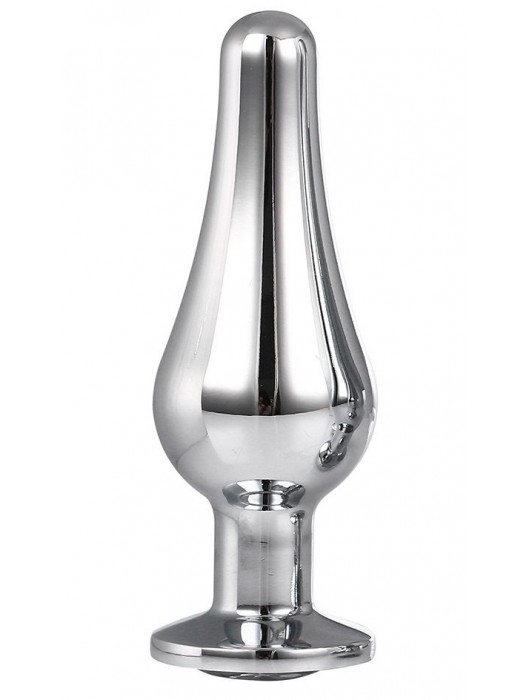 Серебристая анальная пробка с кристаллом Silver Pleasure Plug S - 9 см. - Dream Toys