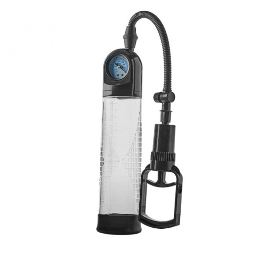 Прозрачная вакуумная помпа с манометром Deluxe Penis Pump - Dream Toys - в Магнитогорске купить с доставкой