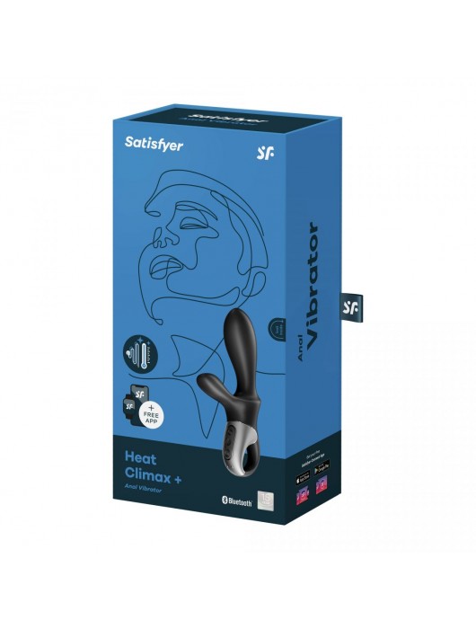 Черный анальный вибратор Heat Climax+ с функцией нагрева - 20,6 см. - Satisfyer - в Магнитогорске купить с доставкой